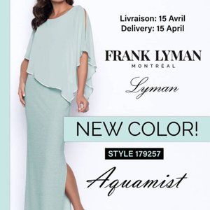 179257 Aquamist Knit Long Formal Dress by FRANK LYMAN
